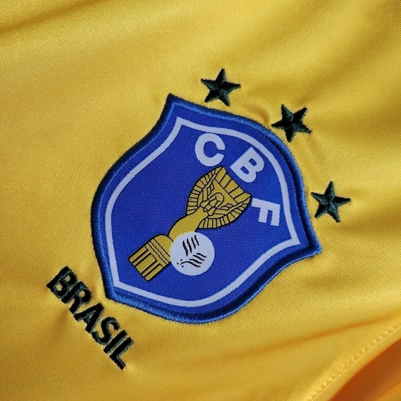 Camisa Seleção Brasileira Retrô I 88/90 Topper Torcedor Maculina - Amarela com gola verde