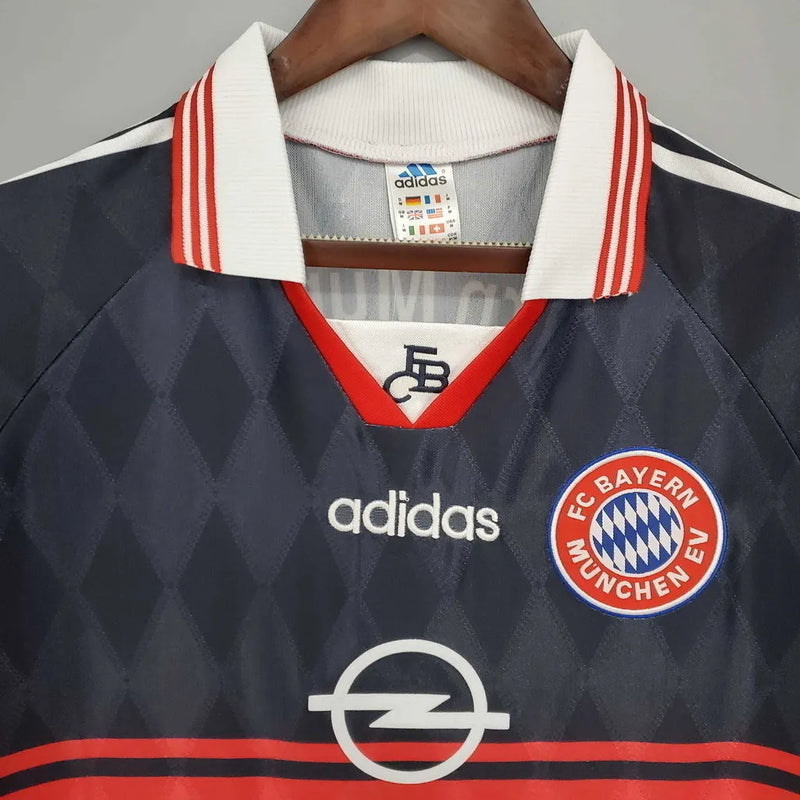 Camisa Retrô Bayern de Munique 1997/1999 - Masculina Adidas - Preta e vermelha