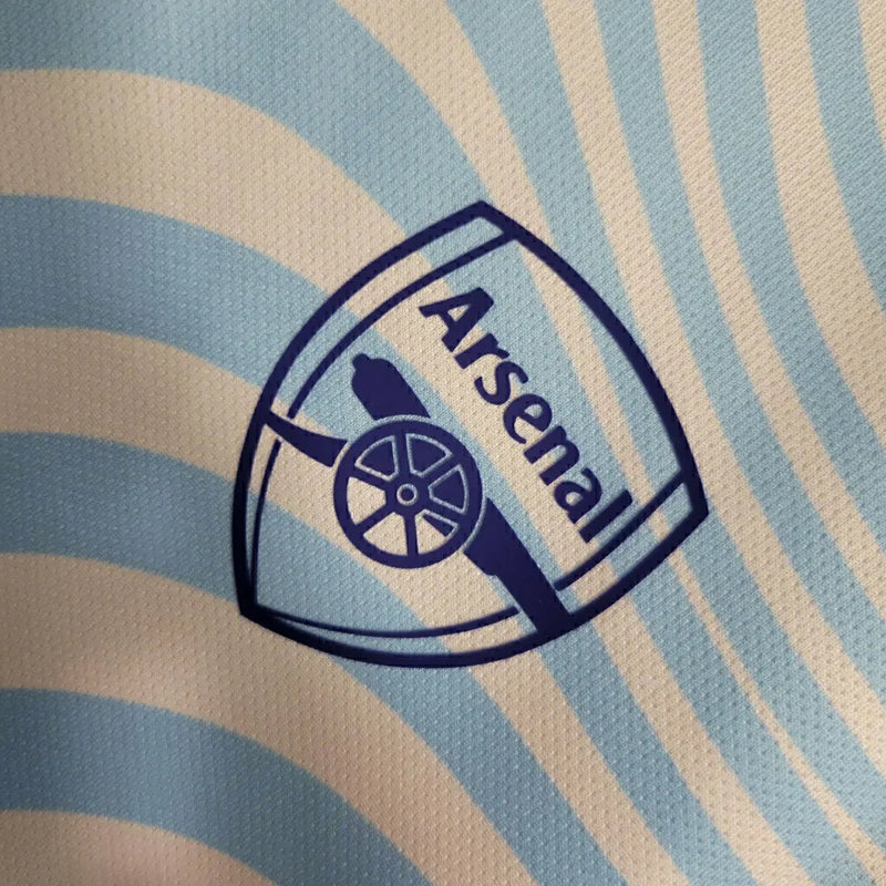 Camisa Arsenal Treino 23/24 - Torcedor Adidas Masculina - Ondulações em azul e detalhes rosa