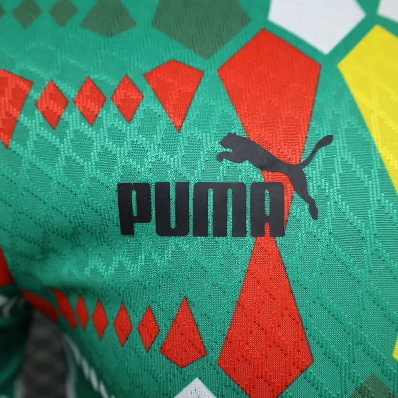 Camisa Seleção do Senegal II 23/24- Jogador Puma Masculina - Verde com detalhes em branco e vermelho e amarelo