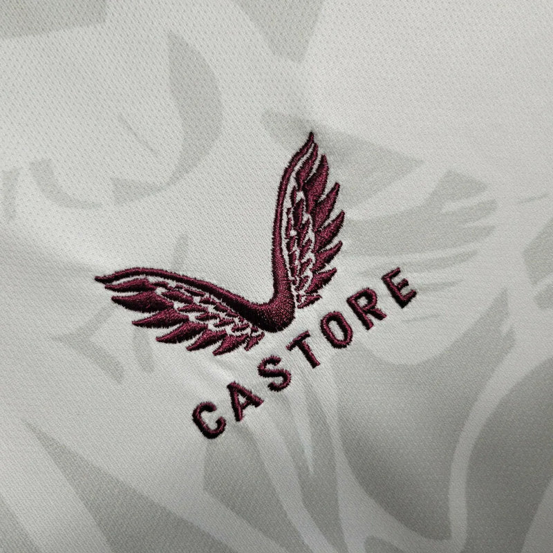 Camisa Aston Villa II 23/24 - Torcedor Castore Masculina - Branca com detalhes em vermelho