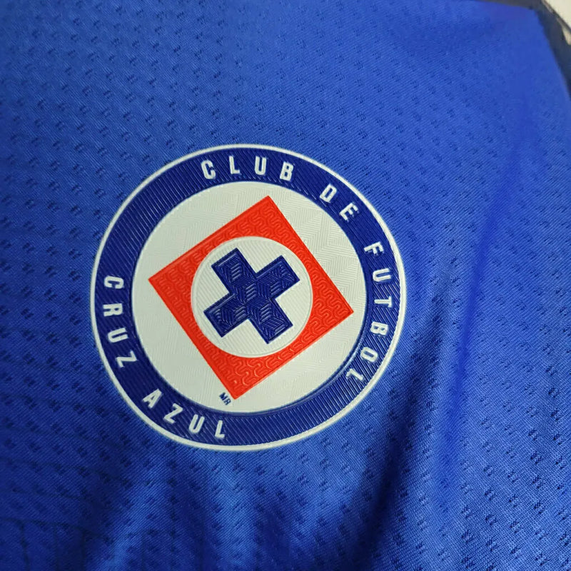 Camisa Cruz Azul do México I 23/24 - Jogador Pirma Masculina - Azul com detalhes em vermelho