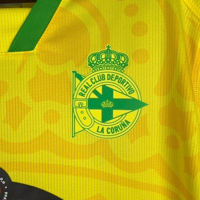 Camisa Deportivo La Coruna II 23/24 - Torcedor Kappa Masculina - Amarela com detalhes em verde