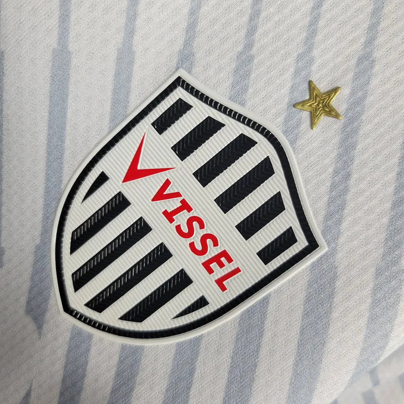 Camisa Vissel Kobe II 23/24 - Torcedor Rakuten Masculina - Branca com detalhes em preto e vermelho