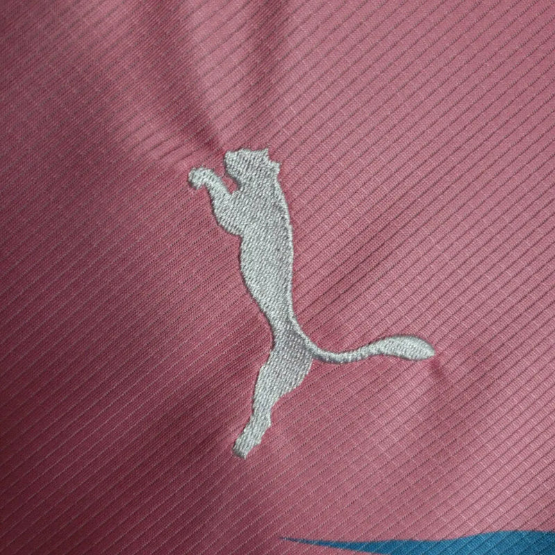 Camisa Palmeiras Edição Comemorativa - Torcedor Puma Masculina - Rosa e azul com detalhes em branco