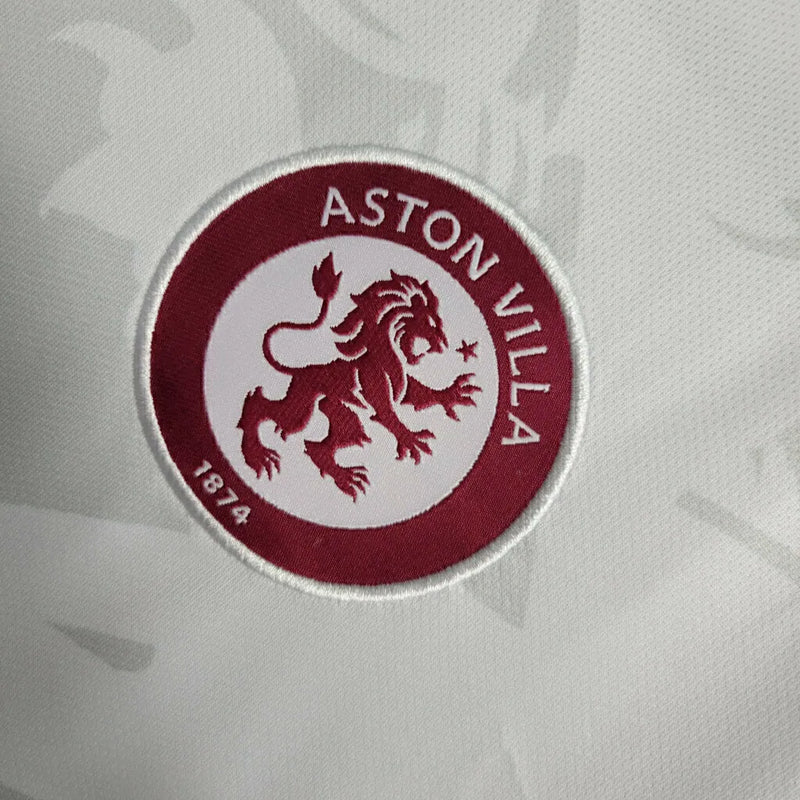 Camisa Aston Villa II 23/24 - Torcedor Castore Masculina - Branca com detalhes em vermelho