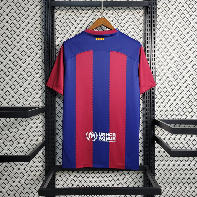 Camisa Barcelona I 23/24 - Torcedor Nike Masculina - Azul e Grená