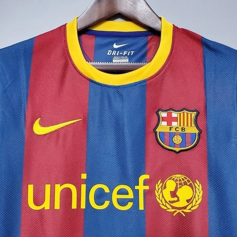 Camisa Barcelona Retrô Home 10/11 Torcedor Nike Masculina - Azul e Vermelho