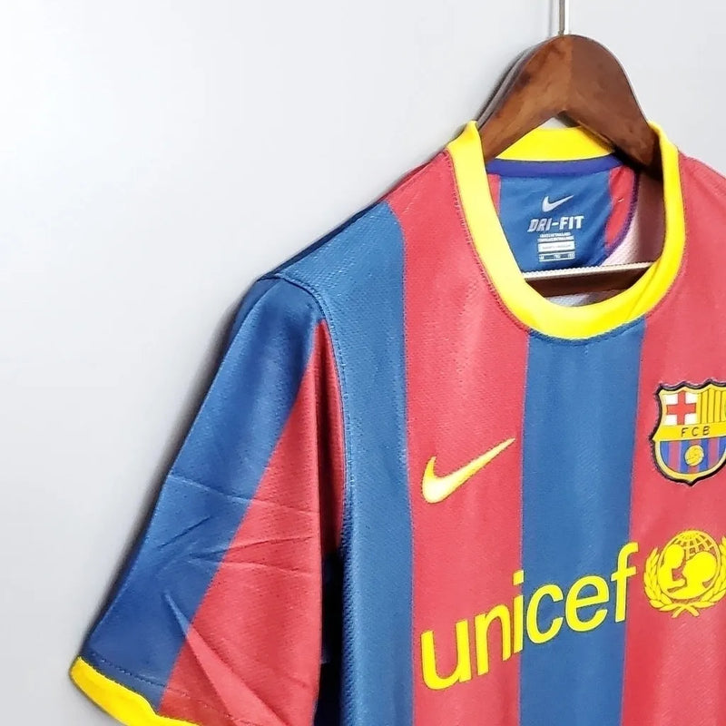 Camisa Barcelona Retrô Home 10/11 Torcedor Nike Masculina - Azul e Vermelho