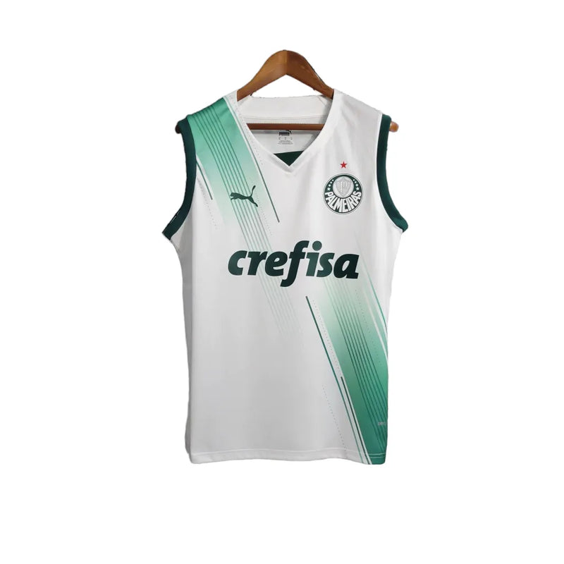 Camisa Regata Palmeiras II 23/24 - Torcedor Puma Masculina - Branca com detalhes em verde