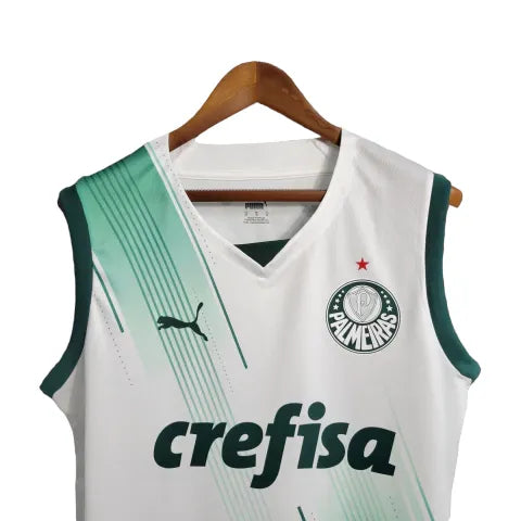 Camisa Regata Palmeiras II 23/24 - Torcedor Puma Masculina - Branca com detalhes em verde