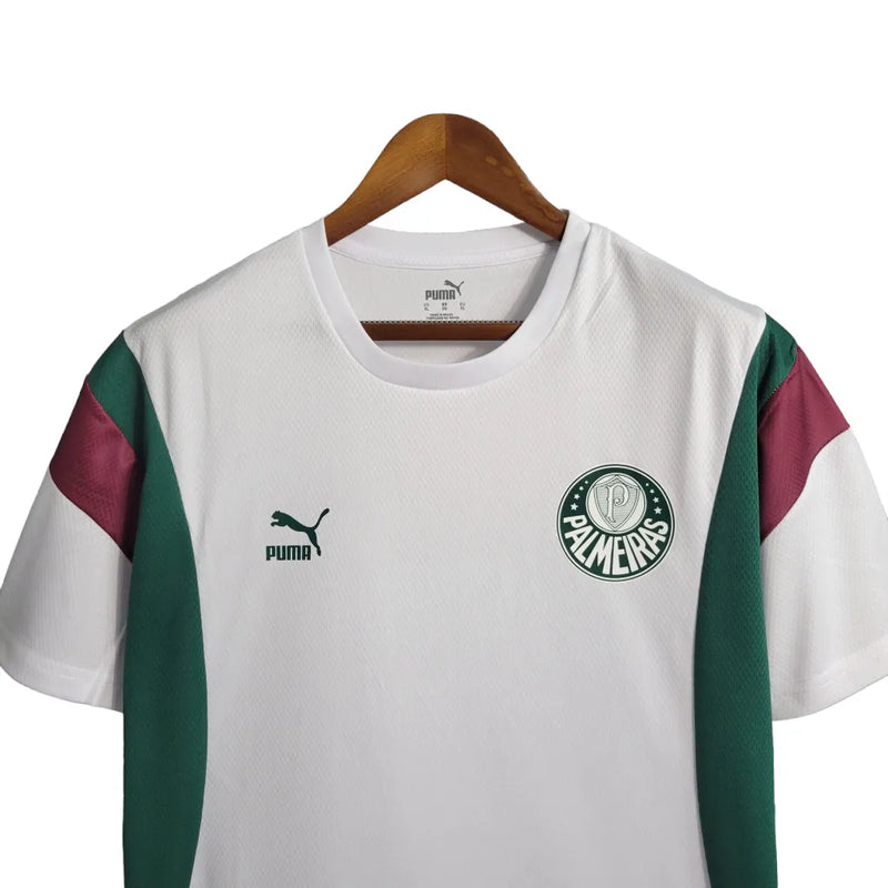 Camisa Palmeiras Treino 23/24 - Torcedor Puma Masculina - Branca com detalhes em vermelho e verde