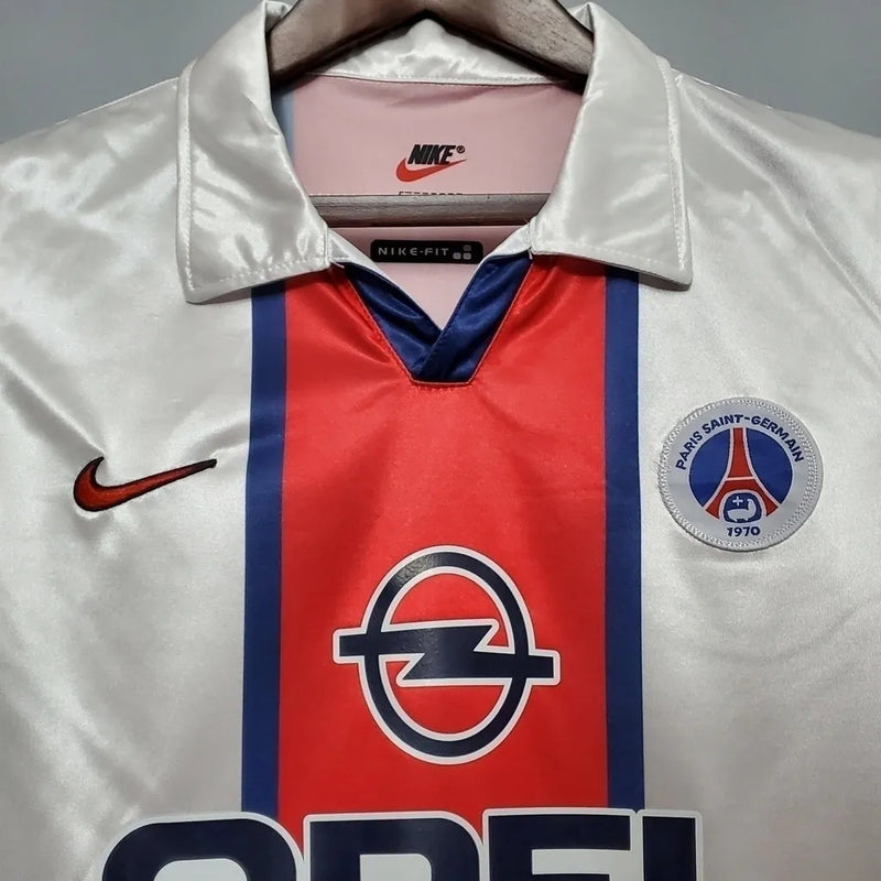 Camisa Retrô Paris Saint-Germain II 1998/1999 - Torcedor Nike Masculina - Branca, azul e vermelha