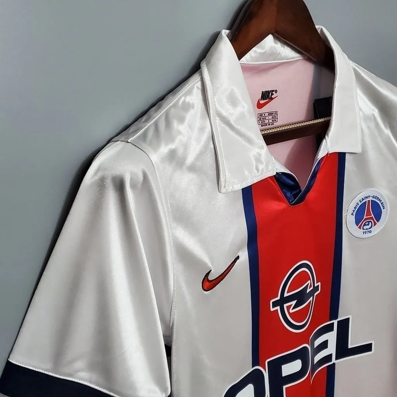 Camisa Retrô Paris Saint-Germain II 1998/1999 - Torcedor Nike Masculina - Branca, azul e vermelha