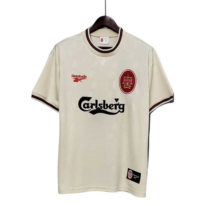 Camisa Retrô Liverpool II 1996/1997 - Torcedor Reebok Masculina - Bege com detalhes em vermelho