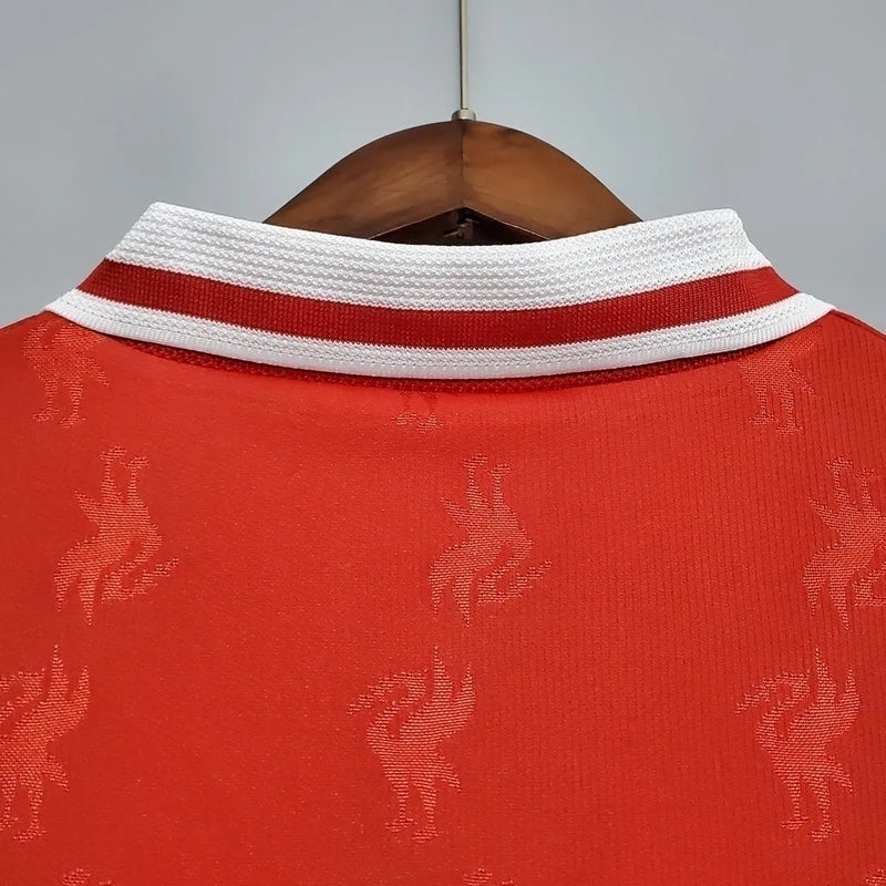 Camisa Retrô Liverpool I 1996/1997 - Torcedor Reebok Masculina - Vermelha com detalhes em branco