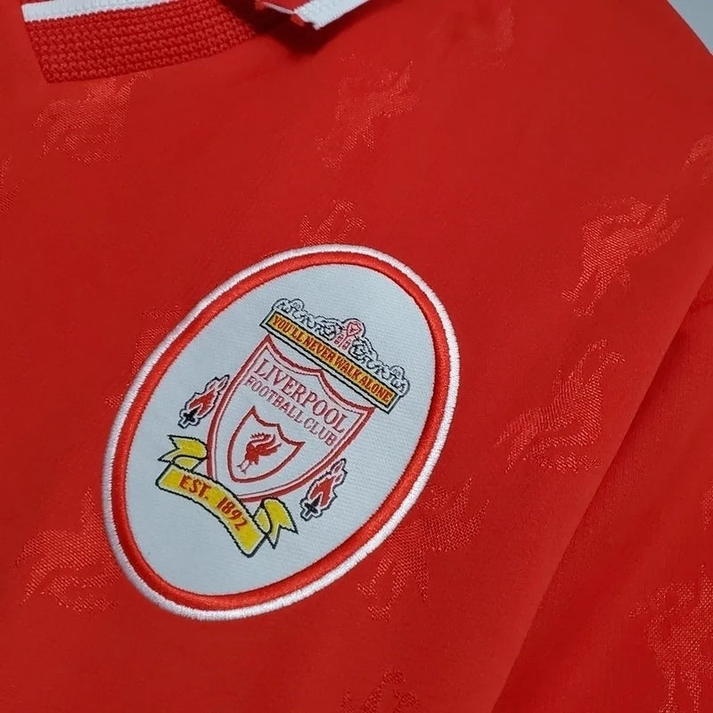 Camisa Retrô Liverpool I 1996/1997 - Torcedor Reebok Masculina - Vermelha com detalhes em branco