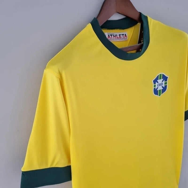 Camisa Retrô 1970 Seleção Brasileira I Masculina - Amarelo e Verde