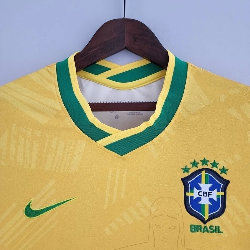 Camisa Seleção Brasileira Edição Especial Cristo Redentor Torcedor Nike Feminina - Amarela