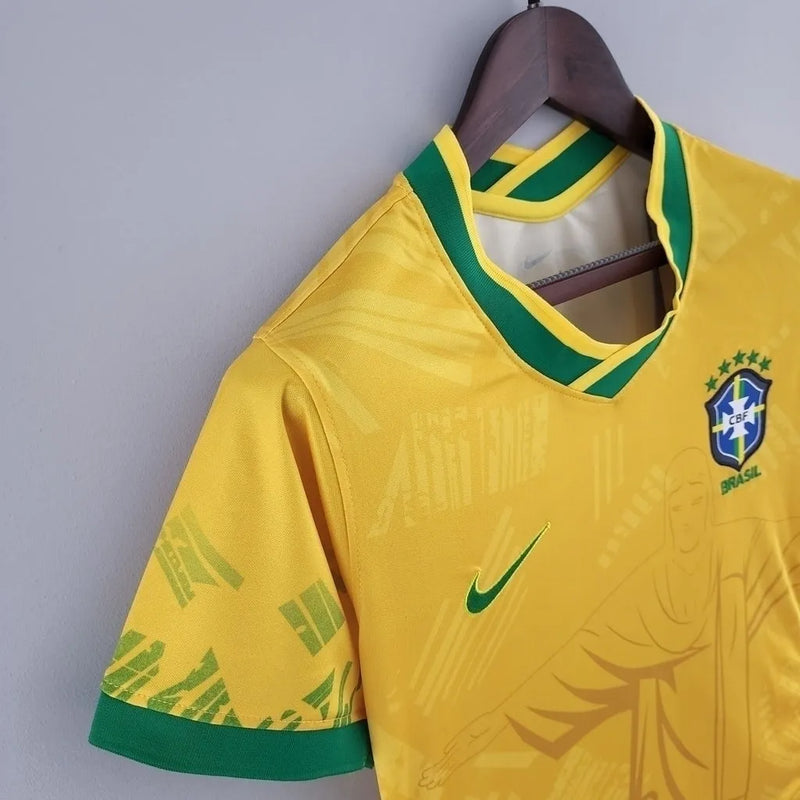 Camisa Seleção Brasileira Edição Especial Cristo Redentor Torcedor Nike Feminina - Amarela