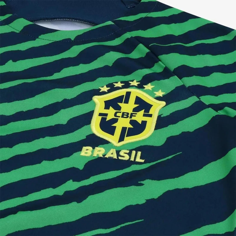 Camisa Seleção Brasileira Pré-Jogo 2022 Torcedor Nike Masculina - Azul e Verde