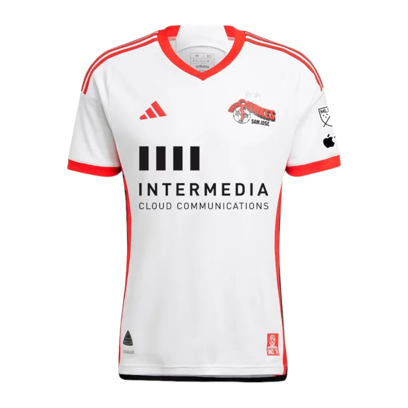 Camisa San Jose Earthquakes II 24/25 - Torcedor Adidas Masculina - Branca com detalhes em vermelho e preto