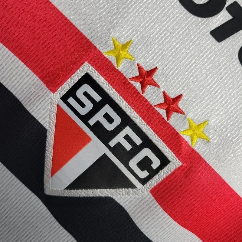 Camisa Retrô São Paulo I 2000 - Torcedor Masculina Penalty - Branca com símbolo da Motorola