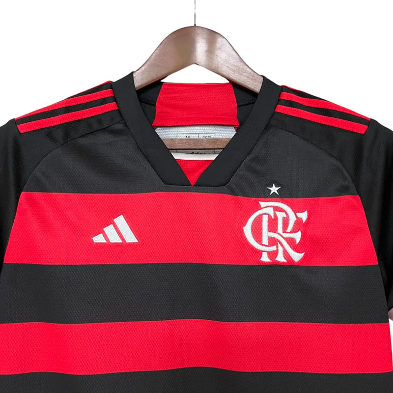 Camisa Flamengo I 24/25 - Torcedor Adidas Feminina - Vermelha e preta