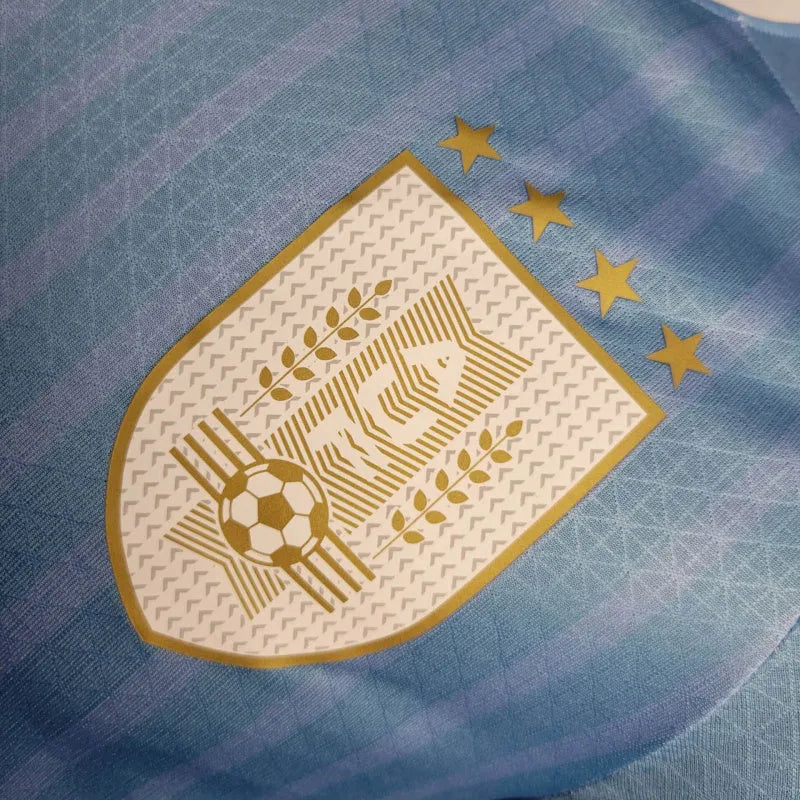 Camisa Seleção do Uruguai II 24/25 - Jogador Masculina - Azul com detalhes em branco e dourado