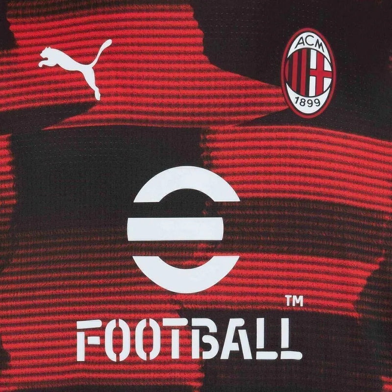 Camisa AC Milan Pré-jogo 24/25 - Torcedor Puma Masculina - Vermelha com detalhes em preto