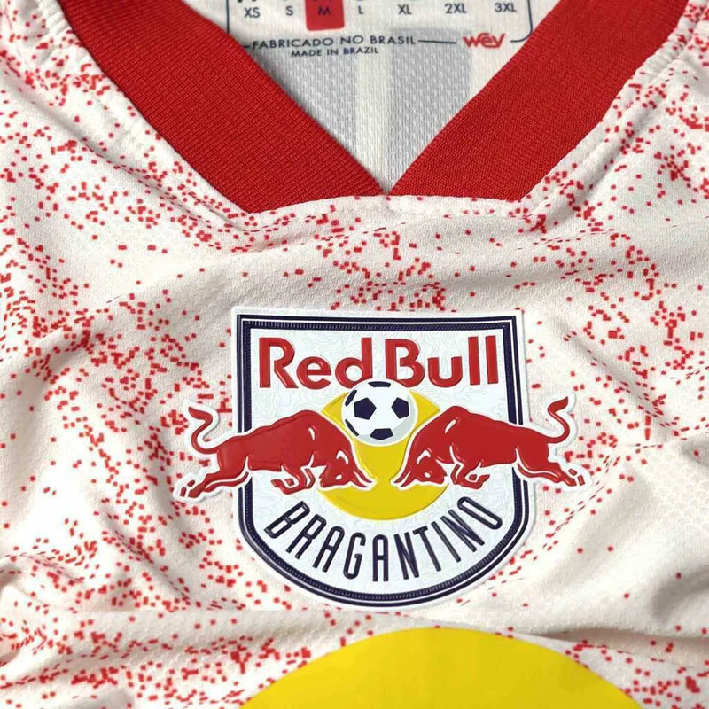 Camisa Red Bull Bragantino I 24/25 - Torcedor Masculina - Branca com detalhes em vermelho