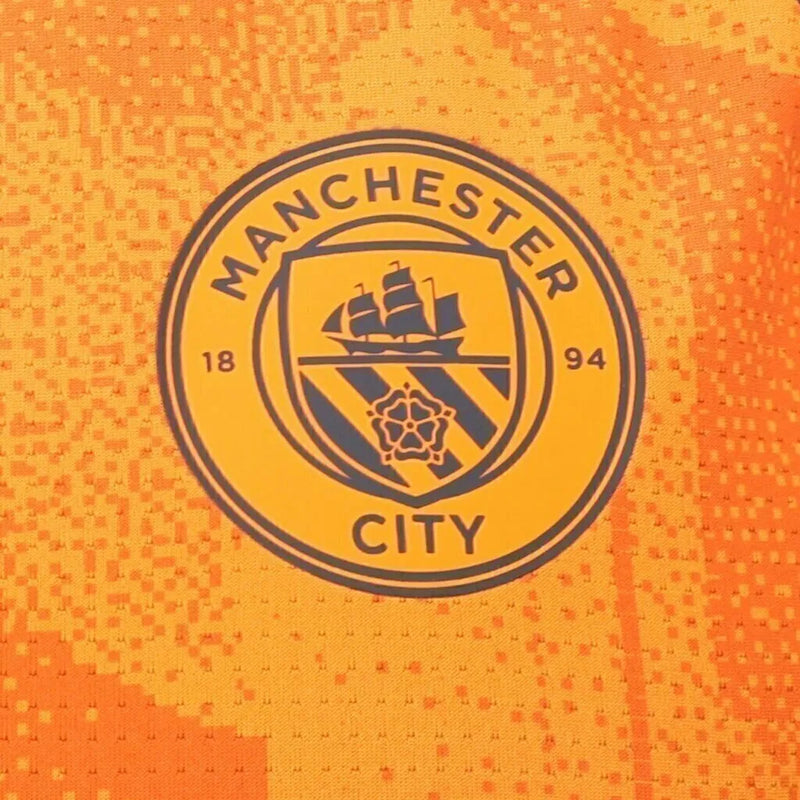 Camisa Manchester City Pré-jogo 23/24 - Torcedor Puma Masculina - Laranja