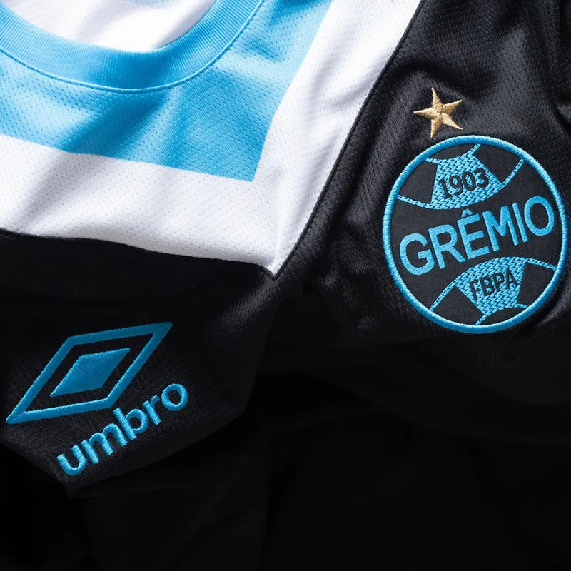 Camisa Grêmio III 24/25 - Torcedor Umbro Feminina - Preta com detalhes em azul e branco