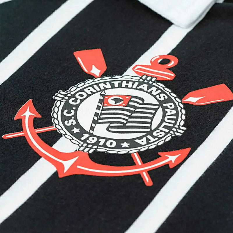 Camisa Retrô Corinthians 1990 - Masculina - Branca e preta