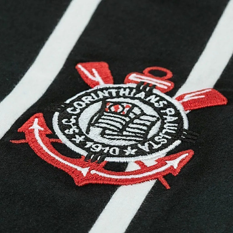 Camisa Retrô Corinthians 1982 - Masculina - Preta com listras brancas