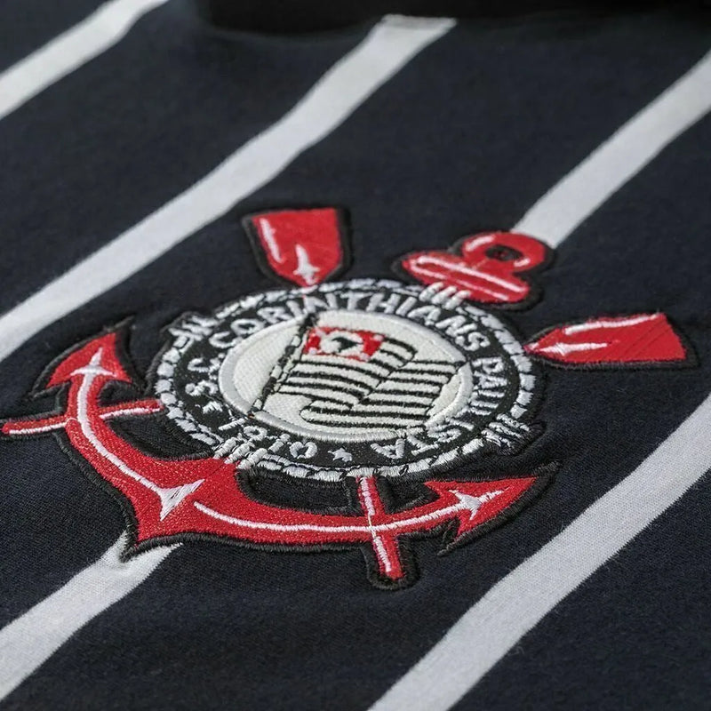 Camisa Retrô Corinthians 2012 - Masculina - Preta com listras brancas