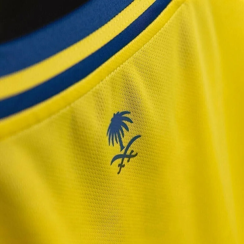 Camisa Al-Nassr I Ronaldo 24/25 - Torcedor Adidas Masculina - Amarela com detalhes em azul