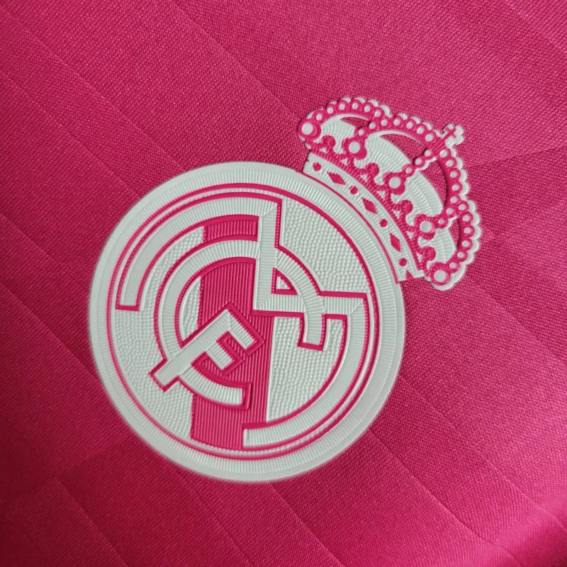 Camisa Retrô Real Madrid II 14/15 - Masculina Adidas - Rosa com detalhes em branco