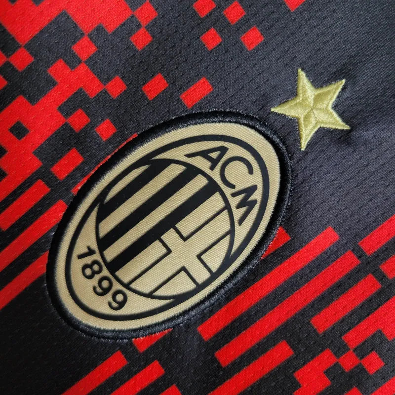 Camisa AC Milan 23/24 - Torcedor Puma Masculina - Preta com detalhes em vermelho