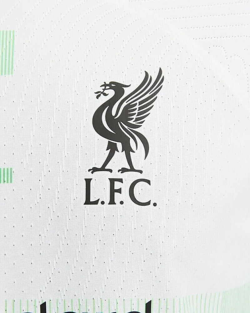 Camisa Liverpool II 23/24 - Torcedor Nike Masculina - Branca com detalhes em verde e preto