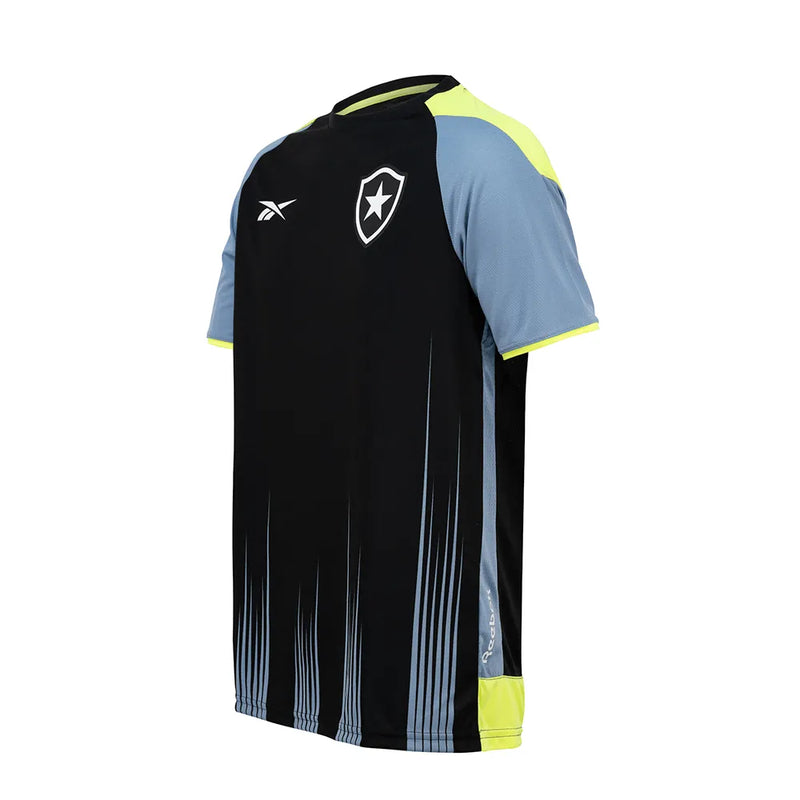 Camisa Botafogo Treino 24/25 - Torcedor Reebok Masculina - Preta com detalhes em cinza e amarelo