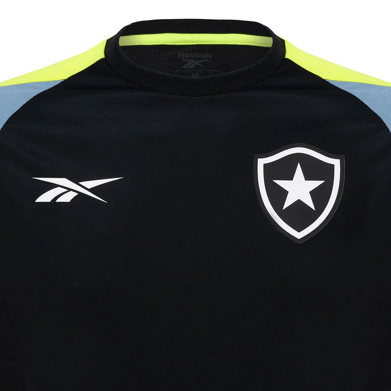 Camisa Botafogo Treino 24/25 - Torcedor Reebok Masculina - Preta com detalhes em cinza e amarelo