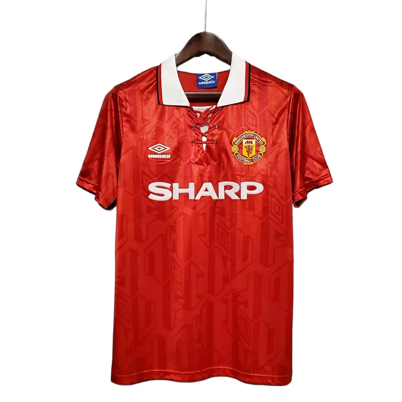 Camisa Retrô Manchester United 1992/1994 - Umbro Masculina - Vermelha com detalhes em branco