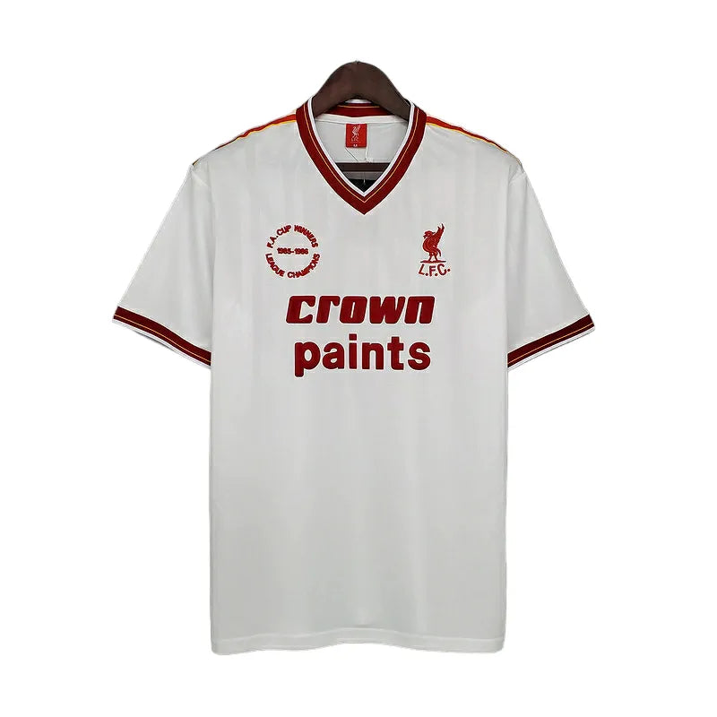 Camisa Retrô Liverpool 1985/1986 - Masculina - Branca com detalhes em vermelho