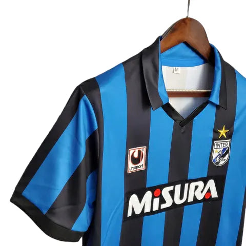 Camisa Retrô Inter de Milão I 1988/1990 - Masculina Uhlsport - Azul e preta