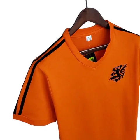 Camisa Retrô Seleção da Holanda Treino 1974 - Masculina - Laranja