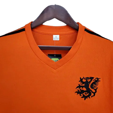 Camisa Retrô Seleção da Holanda Treino 1974 - Masculina - Laranja