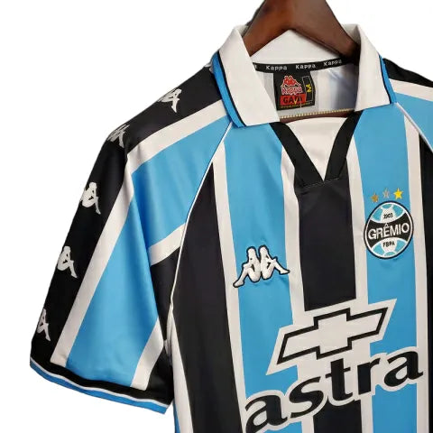 Camisa Retrô Grêmio I 2000 - Masculina Kappa - Azul e preta