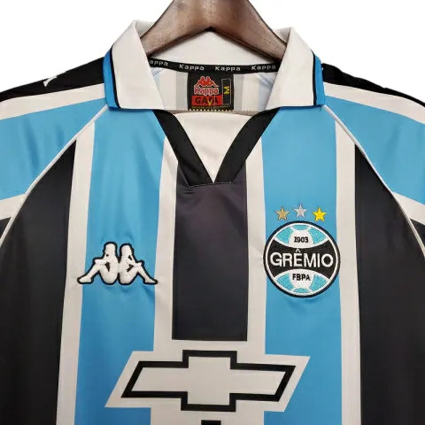 Camisa Retrô Grêmio I 2000 - Masculina Kappa - Azul e preta