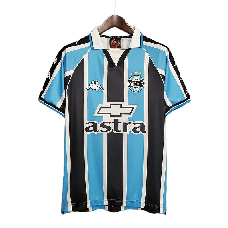 Camisa Retrô Grêmio I 2000 - Masculina Kappa - Azul e preta